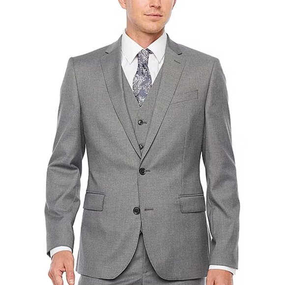 Men's JF J Ferrar Ultra Comfort Stretch Slim Fit Suit Jacket - Med Gray - 40L - Picture 1 of 1